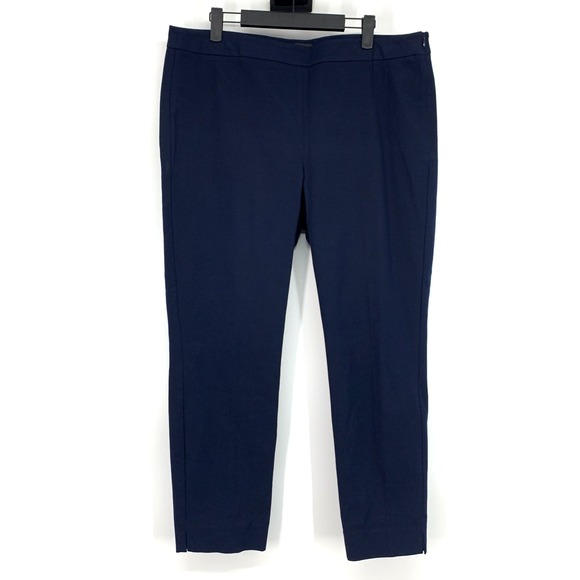 Talbots Pants Womens Size 16 Petite Navy Blue Chatham Ankle Cotton Bi Stretch - Picture 2 of 11